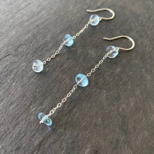 Load image into Gallery viewer, Long Blue Topaz Earrings. Gemstone earrings with chain.
