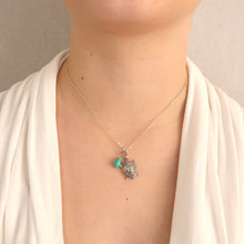 Load image into Gallery viewer, Turtle and Turquoise Necklace. Sterling Silver Ocean Charm Beach Necklace
