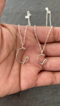 Load image into Gallery viewer, Silver Initial Necklace. Custom Lowercase Initial Script Letter Pendant.
