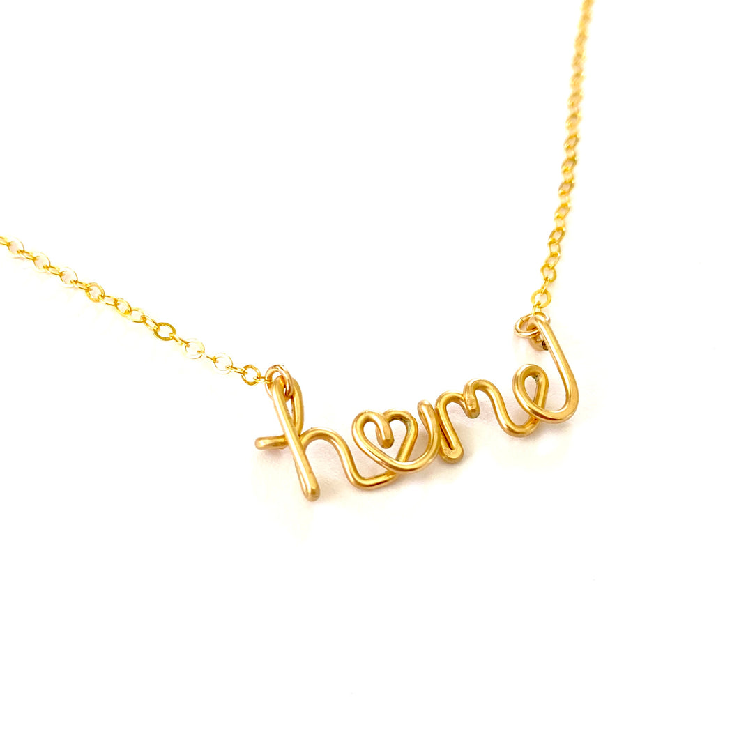 Home Necklace. Personalized 14k Gold home Necklace. Script Wire Name Necklace. Valentines Day Gift