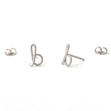 Load image into Gallery viewer, Custom Lowercase Initial Stud Earrings. Small Sterling Silver Initial Studs
