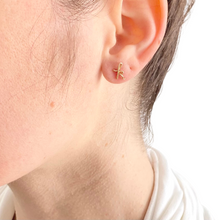 Load image into Gallery viewer, Custom Lowercase Initial Stud Earrings. 14k Gold Initial Studs

