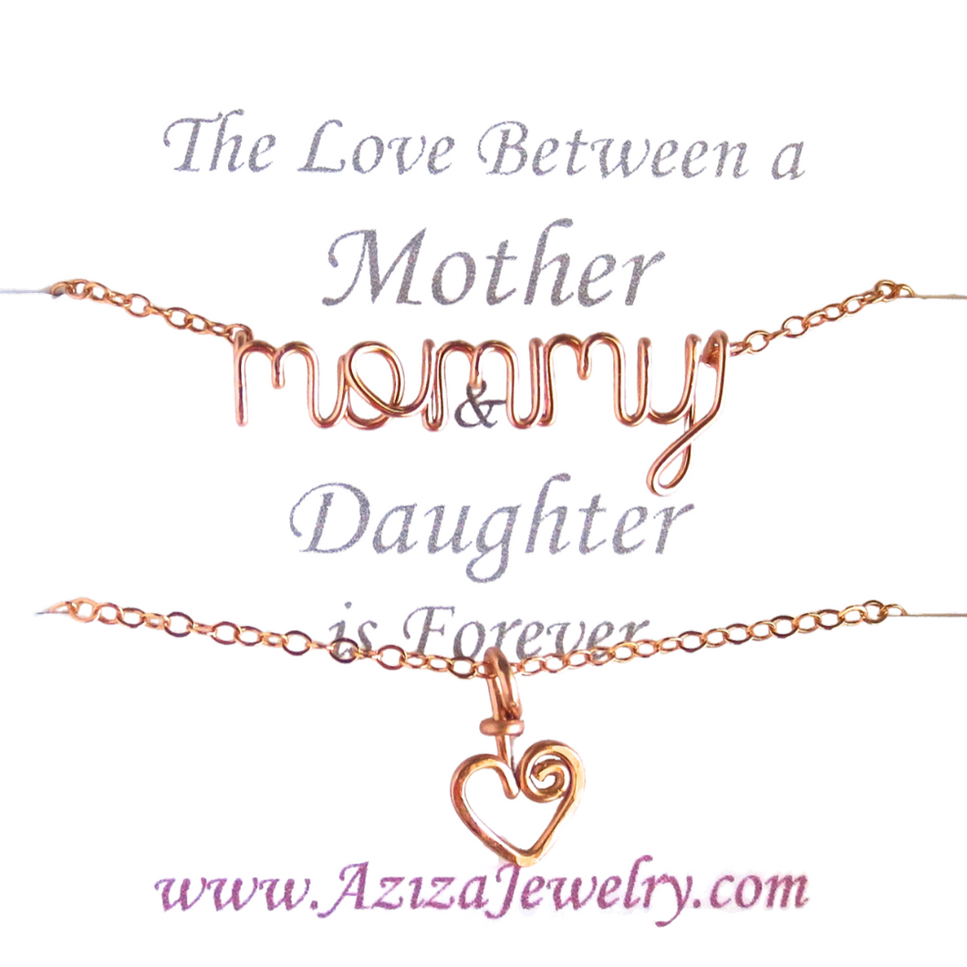 Rose Gold Mommy Daughter Necklace Set. Mommy Heart Necklaces in 14k rose gold filled. Mom to Be Gift. Push Present