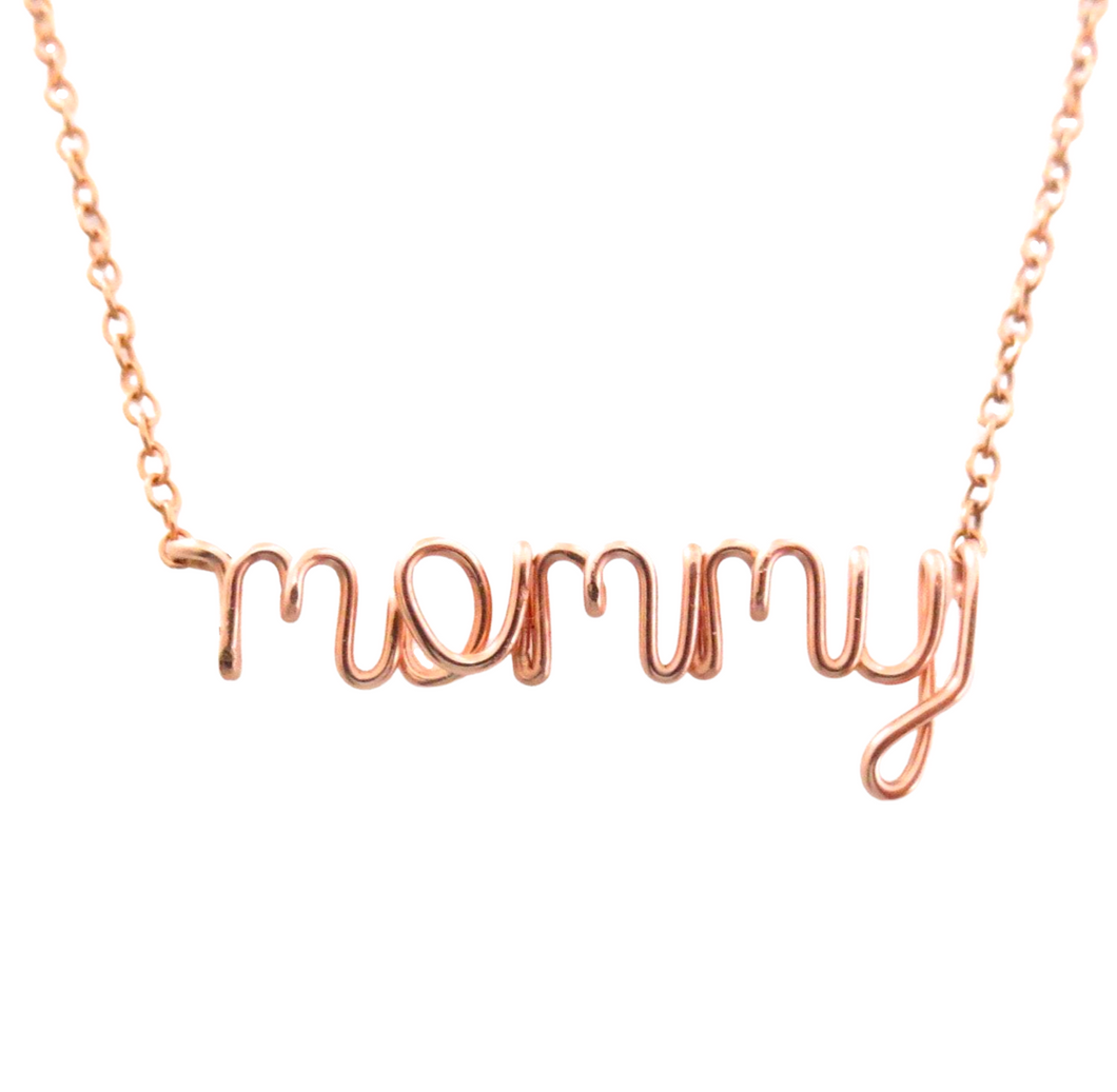 Rose Gold Mommy Necklace. New Mom Necklace. Mommy Necklace in 14k rose gold filled. Script Mommy Necklace. Mommy to Be Gift. Push Present