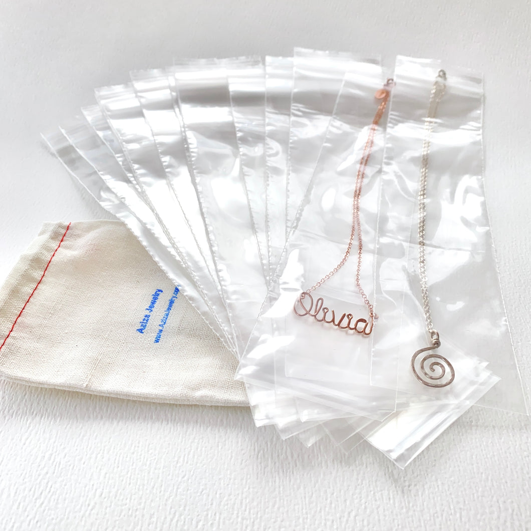 Jewelry Care - 20 Poly Bags for Tangle Free Chains. Tarnish Free Plastic PolyBags for Chains