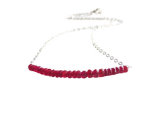 Load image into Gallery viewer, Red Ruby Necklace. Sterling Silver Genuine Rubies Bar Necklace. AzizaJewelry.

